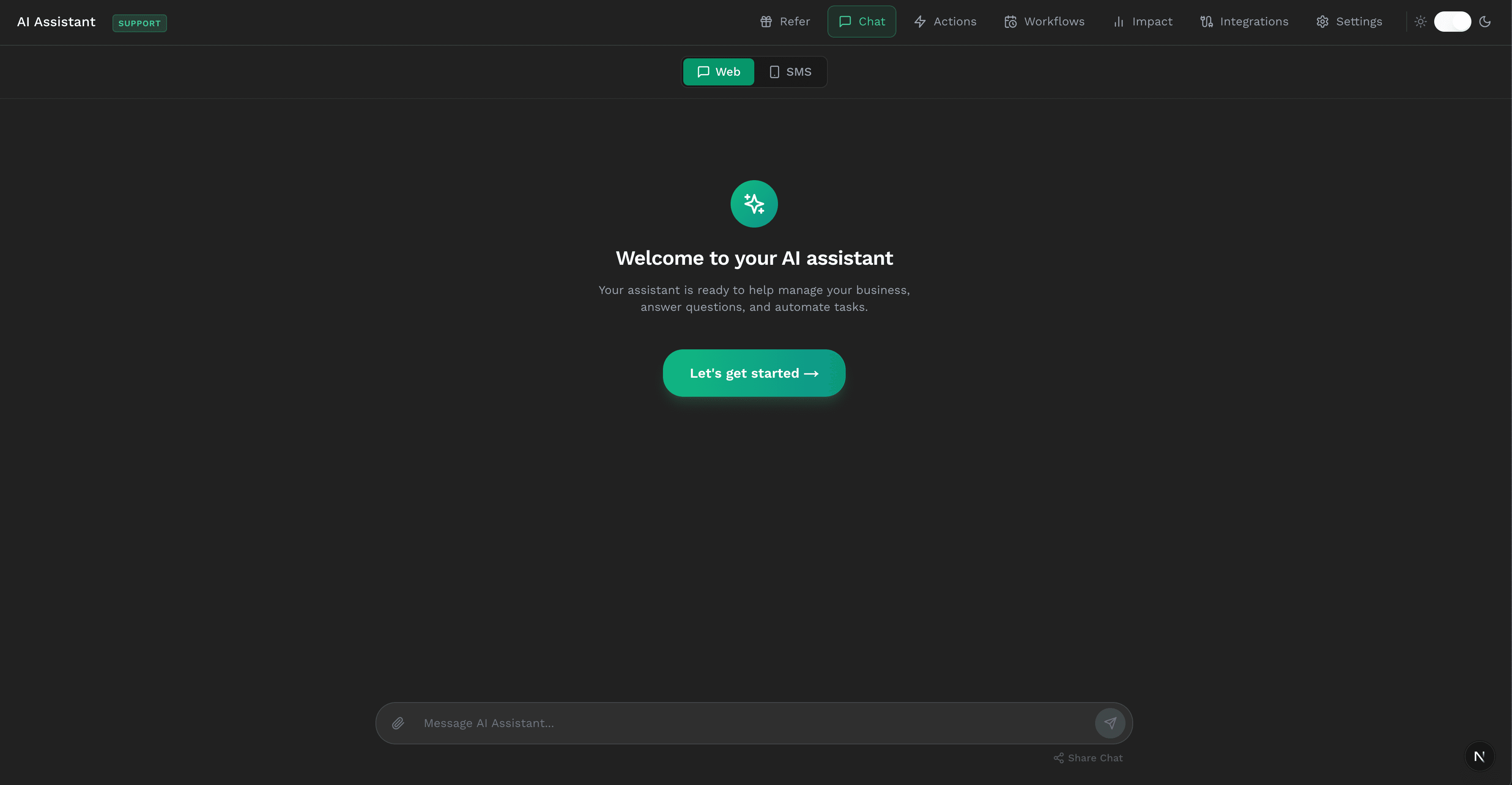 AI Assistant Dashboard showing real-time query execution