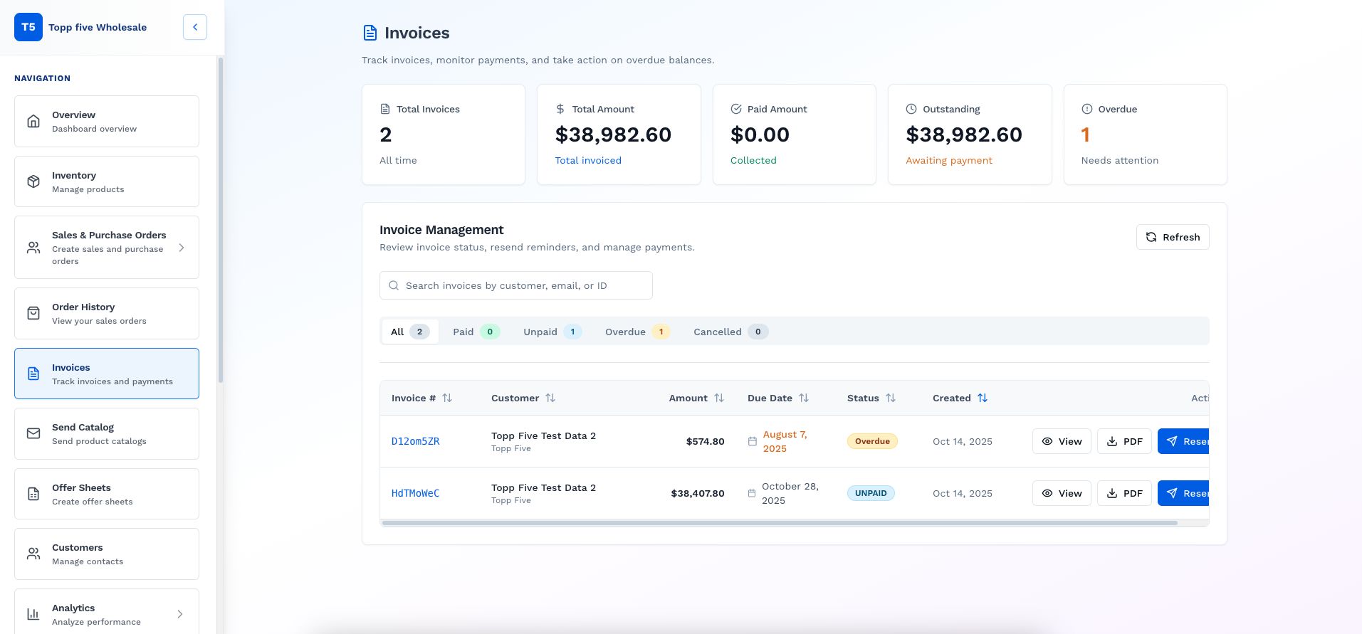 Effortless Invoicing screenshot showing Generate, send, and track invoices automatically.