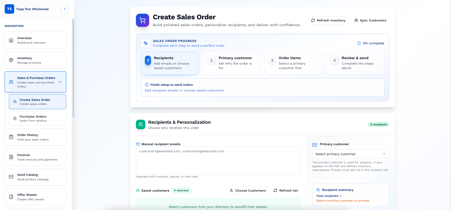Sales orders screenshot